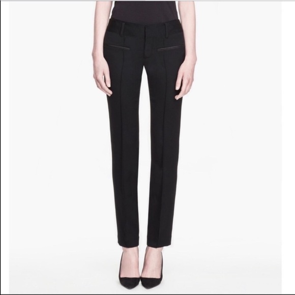 Helmut Lang Black Wool Leather Skinny Pants 6 - Picture 1 of 8